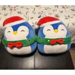 12" Squishmallows Christmas Penguin Puff Plush Toy Lot of 2